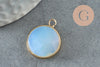Pendentif rond opalite laiton doré 20mm, x1 (G1234)