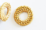 Pendentif rond osier tressé naturel, perle bois,perle osier, création bijoux, Perles géométriques,28-34mm, x2 G2951