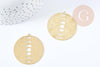 Pendentif rond phases lune laiton brut brossé 42mm, x1 (G8824)