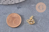 Pendentif rond planète et étoiles laiton doré 18K zircon, un pendentif doré avec cristaux pour création bijoux,10.5mm, x1 G5517