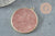 Pendentif rond quartz fraise naturel laiton doré 32mm, x1 (G3134)