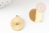 Pendentif rond soleil acier inoxydable 304 doré 14K IP 17.5mm, pendentif bijoux chance, x1 G9272