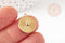 Pendentif rond soleil acier inoxydable 304 doré 14K IP 17.5mm, pendentif bijoux chance, x1 G9272