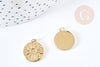 Pendentif rond soleil acier inoxydable 304 doré 14K IP 18.5mm, x1 (G8772)