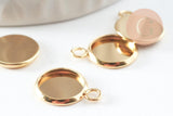 Pendentif rond support cabochon acier 304 inoxydable doré 10mm, x1 (G4122)