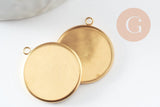 Pendentif rond support cabochon acier 304 inoxydable doré IP 20mm, x1 (G4097)
