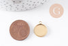 Pendentif rond support cabochon acier inoxydable doré IP 12mm, x2 (G10195)