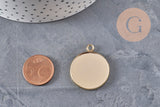 Pendentif rond support pour cabochon 25mm acier inoxydable doré, x1 (G11124)