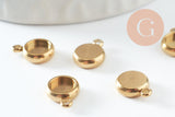 Pendentif rond support pour cabochon 6mm acier 304 inoxydable doré IP, x2 (G9860)
