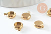 Pendentif rond support pour cabochon 6mm acier 304 inoxydable doré IP, x2 (G9860)