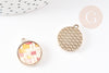 Pendentif rond textile tissé multicolore et support doré, un pendentif pour création de bijoux coloré, x2 G5675