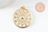 Pendentif rond doré triangle émail résine un Pendentif pour femme en métal doré pour la création de bijoux,14mm,x1 ,22.5cm,G3164