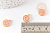 Pendentif rond zamac doré initiale émail rose clair 14mm, x1 (G2933)