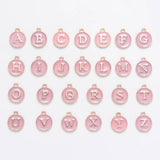 Pendentif rond zamac doré initiale émail rose clair 14mm, x1 (G2933)