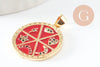 Pendentif rondzodiaque émail laiton doré 22.5mm, x1 (G5334)