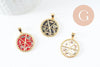 Pendentif rondzodiaque émail laiton doré 22.5mm, x1 (G5334)