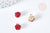 Pendentif roses rouge résine zamac doré 9.5mm, création bijoux baroque, x1 G8563