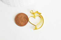 Pendentif rotatif coeur doré pour résine epoxy UV 31mm, pendentif en zamac dore,bijou mobile création bijoux, x1 G3486