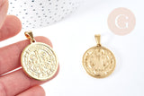 Pendentif saint Benoit acier 304 inoxydable doré 31mm, x1 (G8740)