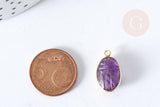 Pendentif scarabée améthyste naturelle argent 925 doré 18K 20mm,pendentif pierre chance, x1 (G7724)