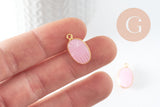 Pendentif scarabée calcedoine rose naturelle argent 925 doré 18K 20mm, x1 (G9440)