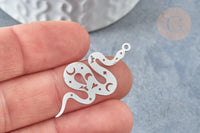 Pendentif serpent lune platine acier inoxydable 32mm, x1 (G7616)