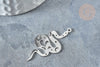Pendentif serpent lune platine acier inoxydable 32mm, x1 (G7616)