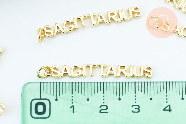 Pendentif signe Sagittaire laiton doré 18k,sans nickel,création bijoux astrologique ,pendentif horoscope,34mm, x1 (G6051)