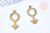 Pendentif signe masculin laiton brut 26x16mm, x2 (G6509)