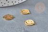 Pendentif smiley acier 201 inoxydable doré ou platine 12.5mm, x1 (G5687)