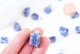 Pendentif sodalite naturelle roulée acier platine, pendentif pierre acier inoxydable, bijou pendentif pierre naturelle,15-35mm, x1, G5534