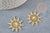 Pendentif soleil acier doré 33.5mm, breloque acier inoxydable doré, pendentif sans nickel, création bijoux, x1 G6141