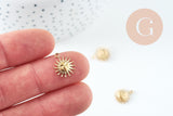 Pendentif soleil acier inoxydable 304 doré IP 24K 14.5mm, x1 (G10734)