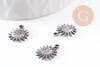 Pendentif soleil acier inoxydable 304 platine 14.5mm, x1 (G10056)