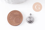 Pendentif soleil acier inoxydable 304 platine 14.5mm, x1 (G10056)
