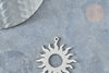 Pendentif soleil argenté acier inoxydable 32.5mm,création bijoux acier inoxydable platine, x1 G7611
