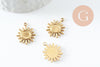 Pendentif soleil support pour cabochon 6mm acier 304 inoxydable doré IP, x2 (G9857)