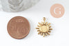Pendentif soleil support pour cabochon 6mm acier 304 inoxydable doré IP, x2 (G9857)