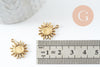 Pendentif soleil support pour cabochon 6mm acier 304 inoxydable doré IP, x2 (G9857)