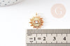 Pendentif soleil zamac doré 18k zircon 16.5mm, x1 (G10546)