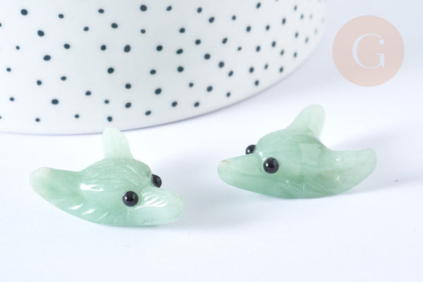 Pendentif tête de loup aventurine 37-42mm, pendentif en pierre naturelle, création bijoux pierre, x1 G7554