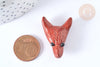 Pendentif tête de loup jaspe rouge naturelle 37-42mm, x1 (G7556)