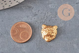 Colgante tigre relieve latón bruto 16mm, x1 (G10163)