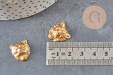 Colgante tigre relieve latón bruto 16mm, x1 (G10163)