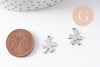 Pendentif trèfle 4 feuilles acier 201 inoxydable platine 13.5mm, x2 (G10482)