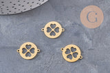 Pendentif trèfle acier 201 inoxydable doré ou platine 19.5mm, x1 (G10975)