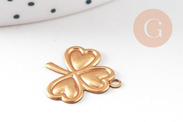Pendentif trèfle en laiton , x 2 G8026