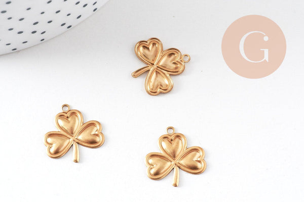 Pendentif trèfle en laiton , x 2 G8026