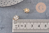 Pendentif trèfle quatre feuilles laiton doré 18K et zircons blancs 9mm, x1 (G4460)