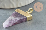 Pendentif triangle améthyste violette naturelle 33mm, x1 (G1362)